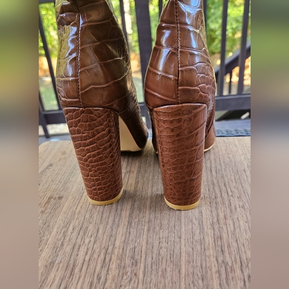 SIMMI London Dakota Tan Croc Print Ruched Knee Boots. Size 6 - Picture 11 of 14